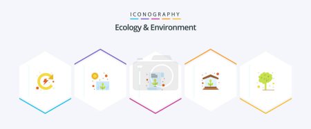 Ilustración de Ecology And Environment 25 Flat icon pack including park. leaf. file. house. green - Imagen libre de derechos