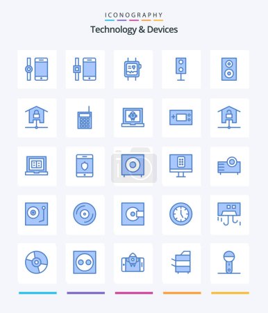 Téléchargez les illustrations : Appareils créatifs 25 Pack icône bleue tels que les appareils. verrouillé. électronique. kit. dispositifs - en licence libre de droit