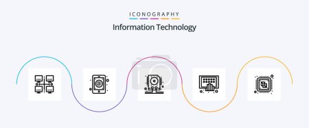 Ilustración de Information Technology Line 5 Icon Pack Including tablet. mobile. mobile. digital. storage - Imagen libre de derechos