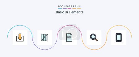 Ilustración de Basic Ui Elements Line Filled Flat 5 Icon Pack Including phone. cell. text. find. search - Imagen libre de derechos