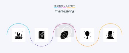 Illustration for Thanksgiving Glyph 5 Icon Pack Including thanksgiving. holiday. thanksgiving. food. thanksgiving - Royalty Free Image