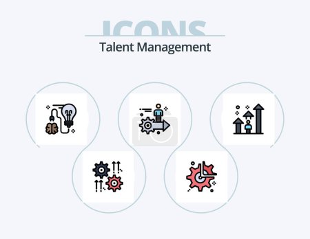Illustration for Talent Management Line Filled Icon Pack 5 Icon Design. cog. setting. user. setting. like - Royalty Free Image
