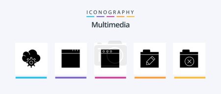 Téléchargez les illustrations : Multimedia Glyph 5 Icon Pack Including . edit. files. Creative Icons Design - en licence libre de droit