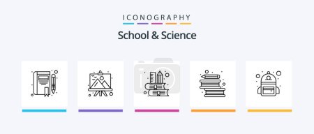 Téléchargez les illustrations : School And Science Line 5 Icon Pack Including education. painting. atom. landscape. board. Creative Icons Design - en licence libre de droit