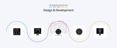 Téléchargez les illustrations : Design and Development Glyph 5 Icon Pack Including web development. settings. pen tool. seo. shape - en licence libre de droit