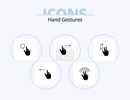 Téléchargez les illustrations : Les gestes de la main Glyph Icon Pack 5 Icon Design. doigt. Glisser. main. D'accord. doigt - en licence libre de droit