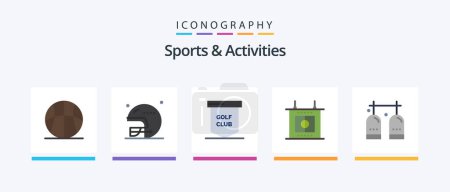 Téléchargez les illustrations : Sports et activités Pack de 5 icônes comprenant des activités. jeu. le sport. le football. le sport. Icônes créatives Design - en licence libre de droit