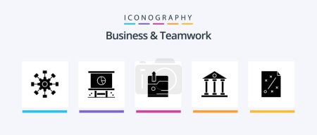 Téléchargez les illustrations : Business And Teamwork Glyph 5 Icon Pack Including finance and business. columns. planning. banking. upload. Creative Icons Design - en licence libre de droit
