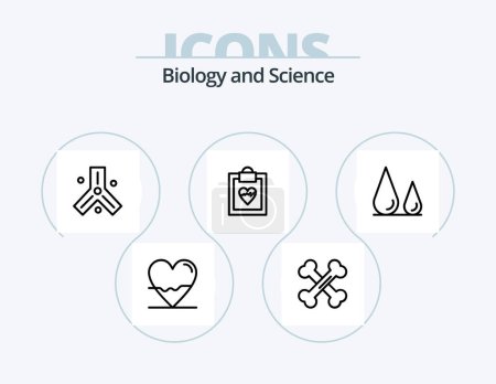 Téléchargez les illustrations : Biology Line Icon Pack 5 Icon Design. . . cardiogram. pulse. lsd - en licence libre de droit