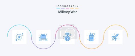 Illustration for Military War Blue 5 Icon Pack Including bomb. walkie. star. talkie. communication - Royalty Free Image