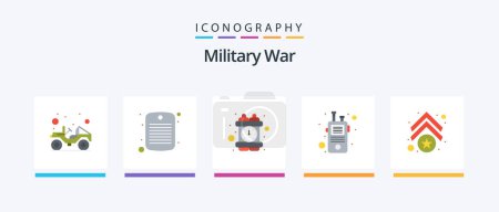 Ilustración de Military War Flat 5 Icon Pack Including army. walkie. crime. talkie. communication. Creative Icons Design - Imagen libre de derechos
