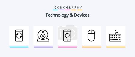 Illustration for Devices Line 5 Icon Pack Including device. arrow. console. webcam. security. Creative Icons Design - Royalty Free Image