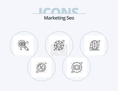 Téléchargez les illustrations : Marketing Seo Line Icon Pack 5 Icon Design. ordinateur portable. moniteur. écran. données. qualité - en licence libre de droit