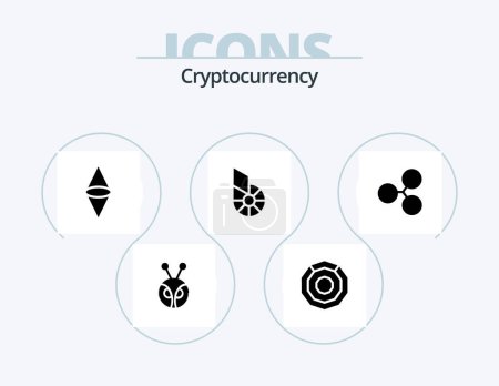 Téléchargez les illustrations : Cryptocurrency Glyph Icon Pack 5 Icon Design. coin . crypto . money. coin - en licence libre de droit