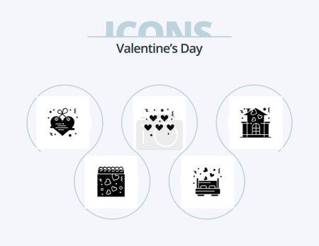 Ilustración de Día de San Valentín Glyph Icon Pack 5 Icon Design. Amor. familia. colgando. San Valentín. corazones - Imagen libre de derechos
