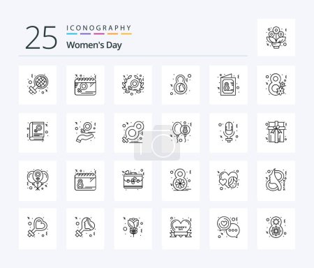 Illustration for Womens Day 25 Line icon pack including card. symbol. women. female. day - Royalty Free Image