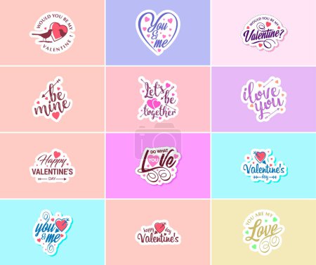 Ilustración de Express Your Love with Valentine's Day Typography and Graphic Design Stickers - Imagen libre de derechos