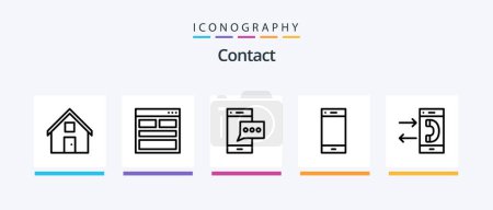 Ilustración de Contacto Línea 5 Icon Pack Incluyendo conversación. contacto. saliente. comunicación. pin. Diseño de iconos creativos - Imagen libre de derechos