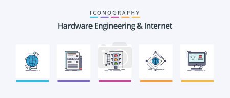 Illustration for Hardware Engineering And Internet Line Filled 5 Icon Pack Including railway. metro. net. smart. monitor. Creative Icons Design - Royalty Free Image