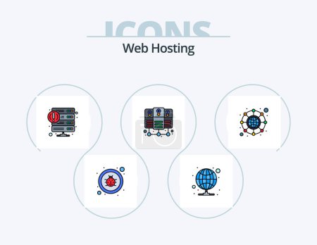 Téléchargez les illustrations : Web Hosting Line Filled Icon Pack 5 Icon Design. server hosting. server. database. proxy. hosting - en licence libre de droit