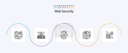Illustration for Web Security Line 5 Icon Pack Including information. confidential. keyboard. classified. mobile - Royalty Free Image