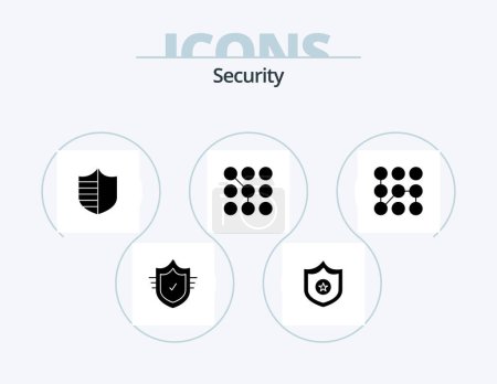 Téléchargez les illustrations : Security Glyph Icon Pack 5 Icon Design. protection. security. safety. password. code - en licence libre de droit