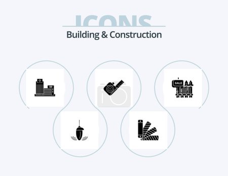 Ilustración de Building And Construction Glyph Icon Pack 5 Icon Design. tool. measuring. swatch. measure. appartment - Imagen libre de derechos