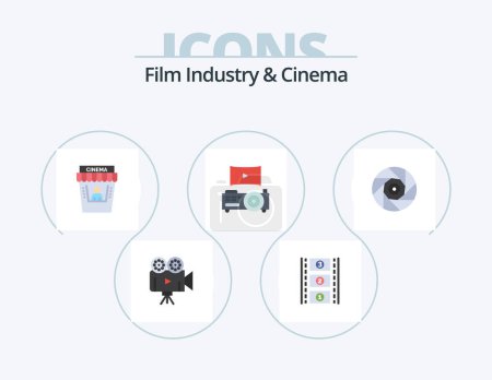 Ilustración de Cenima Flat Icon Pack 5 Icon Design. shutter. entertainment. movie. cinema. projector - Imagen libre de derechos