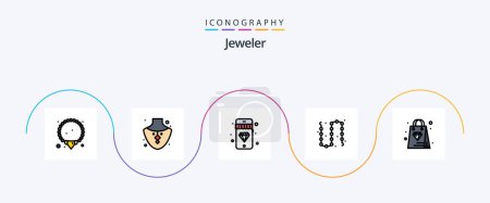 Illustration for Jewellery Line Filled Flat 5 Icon Pack Including diamond. shopping. diamond. luxury. jewelry - Royalty Free Image