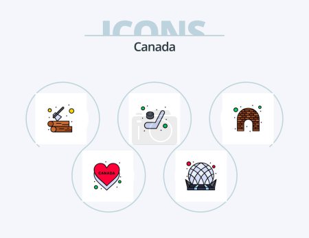 Illustration for Canada Line Filled Icon Pack 5 Icon Design. canada. trumpet. canadian. jazz. brass - Royalty Free Image