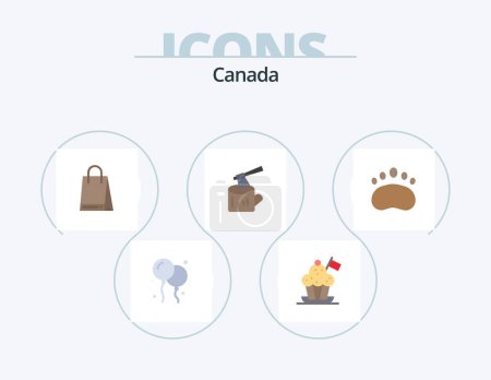 Téléchargez les illustrations : Canada Flat Icon Pack 5 Icon Design. logo. badge. Sac. du bois. journal - en licence libre de droit