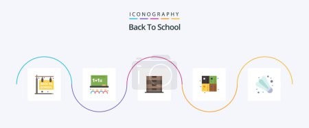 Ilustración de Back To School Flat 5 Icon Pack Including game. formula. document. education. back to school - Imagen libre de derechos