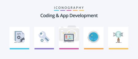 Ilustración de Coding And App Development Flat 5 Icon Pack Including connection. worldwide. maintenance. design. user. Creative Icons Design - Imagen libre de derechos