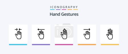 Ilustración de Hand Gestures Line 5 Icon Pack Including right. gesture. hold. hand. interface. Creative Icons Design - Imagen libre de derechos