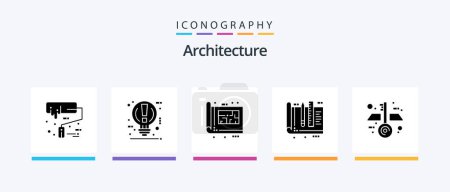 Illustration for Architecture Glyph 5 Icon Pack Including ruler. design. pause. architect. plan. Creative Icons Design - Royalty Free Image