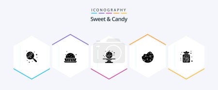 Ilustración de Sweet And Candy 25 Glyph icon pack including dessert. candy. sweet. food. cookie - Imagen libre de derechos