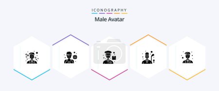 Illustration for Male Avatar 25 Glyph icon pack including . site. man. man. game - Royalty Free Image