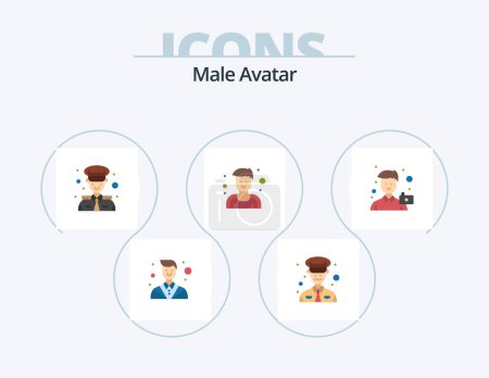 Ilustración de Hombre Avatar Flat Icon Pack 5 Icon Design. foto. Imagen. avatar. cámara. hombre - Imagen libre de derechos