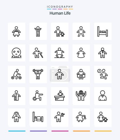 Illustration for Creative Human 25 OutLine icon pack  Such As people. bed. dad. people. child - Royalty Free Image