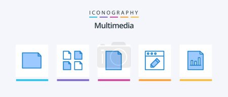 Ilustración de Multimedia Blue 5 Icon Pack Including . page. graph. analytics. Creative Icons Design - Imagen libre de derechos