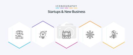 Illustration for Startups And New Business 25 Line icon pack including finance. cash. case. network. economy - Royalty Free Image