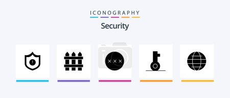 Téléchargez les illustrations : Security Glyph 5 Icon Pack Including security. globe. protection. security. lock. Creative Icons Design - en licence libre de droit