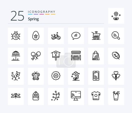 Ilustración de Spring 25 Line icon pack including trolly. chating. spring. chat. spring - Imagen libre de derechos