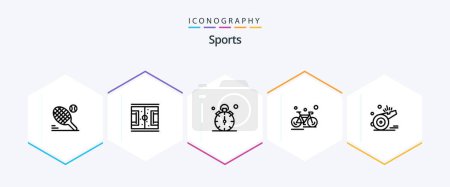 Téléchargez les illustrations : Pack icône Sport 25 Line incluant le sport. cycle. match. vélo. minuterie - en licence libre de droit