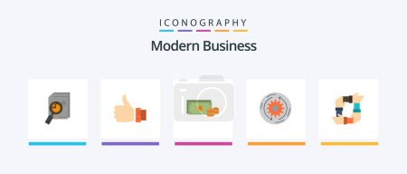 Illustration for Modern Business Flat 5 Icon Pack Including business. finance. business. coins. thumbs. Creative Icons Design - Royalty Free Image