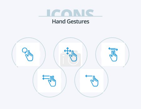 Illustration for Hand Gestures Blue Icon Pack 5 Icon Design. touch. hand. finger. gestures. gesture - Royalty Free Image