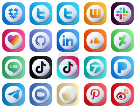 Ilustración de Cute 3D Gradient Social Media Icon Set 20 icons such as china. douyin. professional. tiktok and deviantart icons. High-Resolution and Unique - Imagen libre de derechos