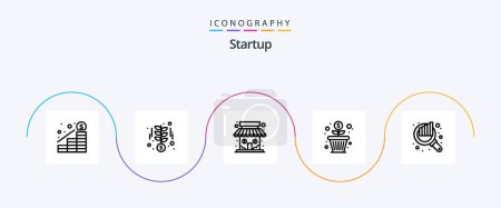 Téléchargez les illustrations : Pack Icône Startup Line 5 y compris le tableau. croissance de l'argent. marché. l'argent. fleur - en licence libre de droit