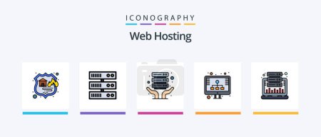 Illustration for Web Hosting Line Filled 5 Icon Pack Including database. hosting. web. database. online. Creative Icons Design - Royalty Free Image