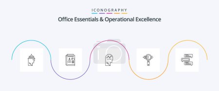 Illustration for Office Essentials And Operational Exellence Line 5 Icon Pack Including zoom. glass. business. search. man - Royalty Free Image